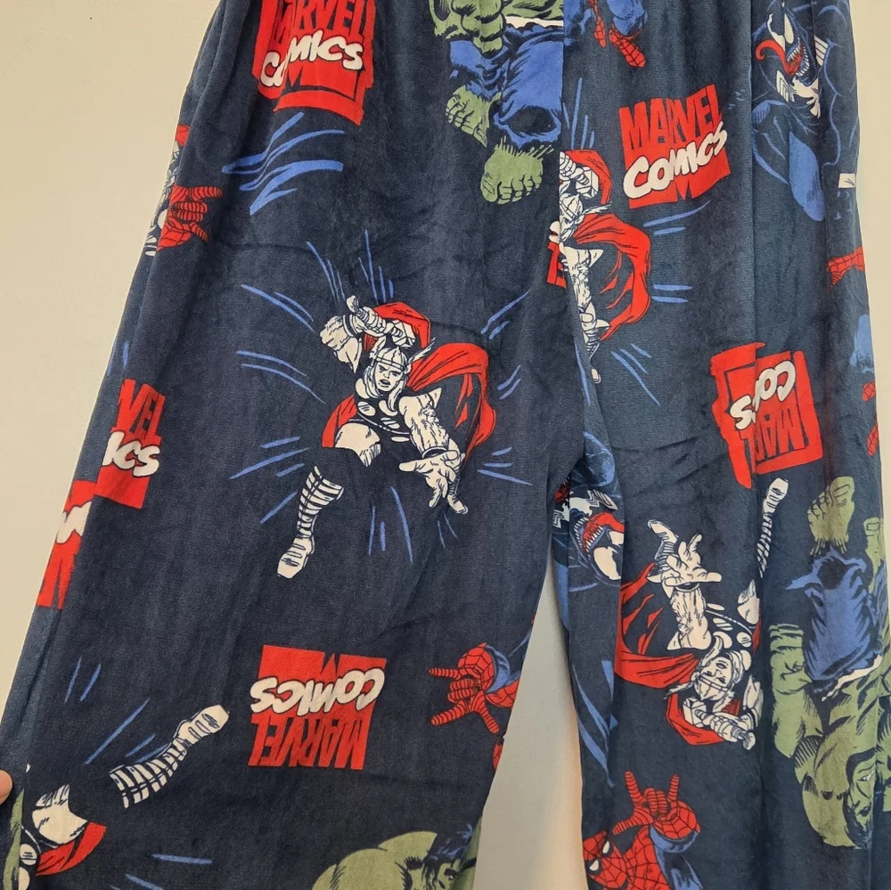 Mens Marvel Superheroes Characters Silky Pajama Pants Sz Large